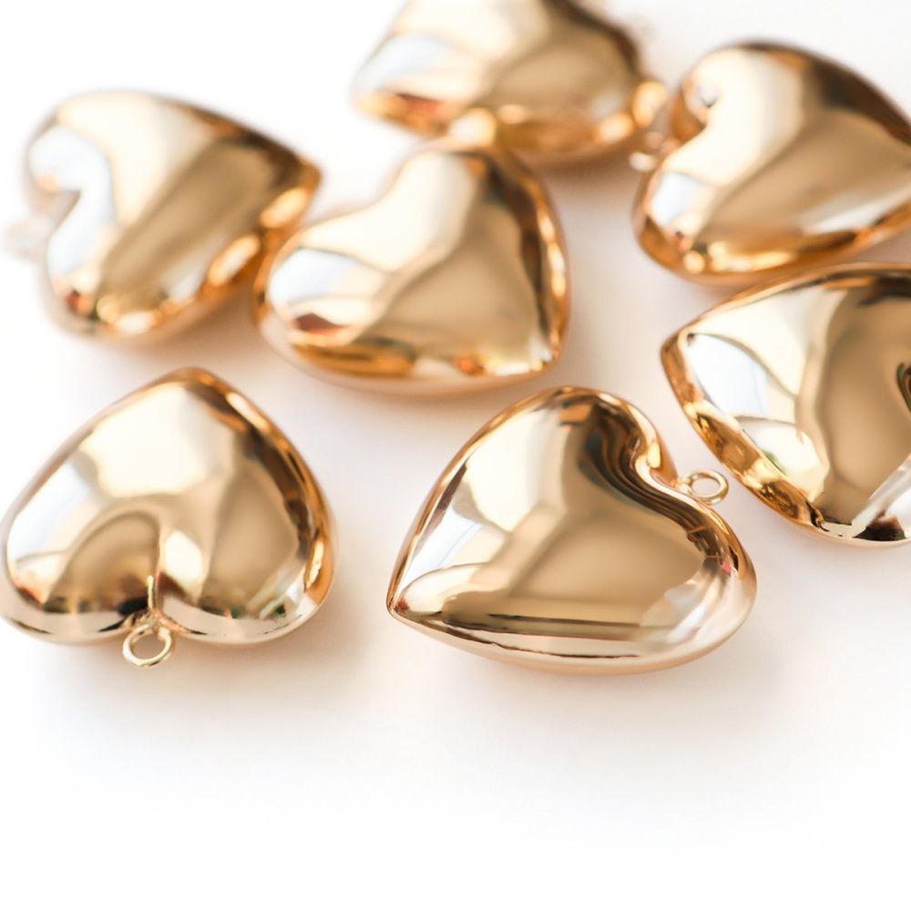 подвеска металл "сердце 3д", позолота, 36.5x35.5x17 мм