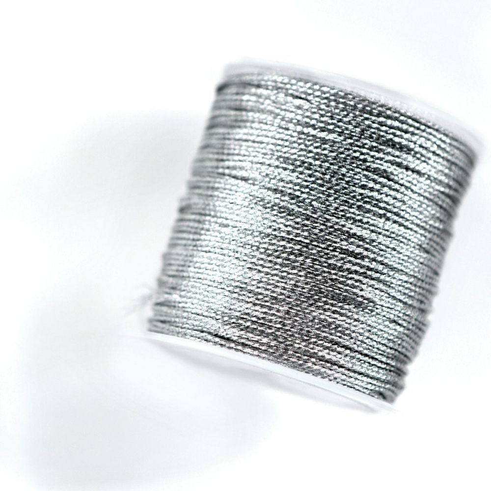 шнур металлик, цвет серебро, 0.8 мм, 25 м