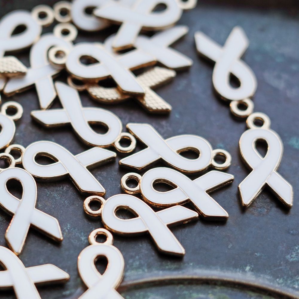 подвеска металлическая "ленточка", эмаль, цвет белый, 20x10x2 мм