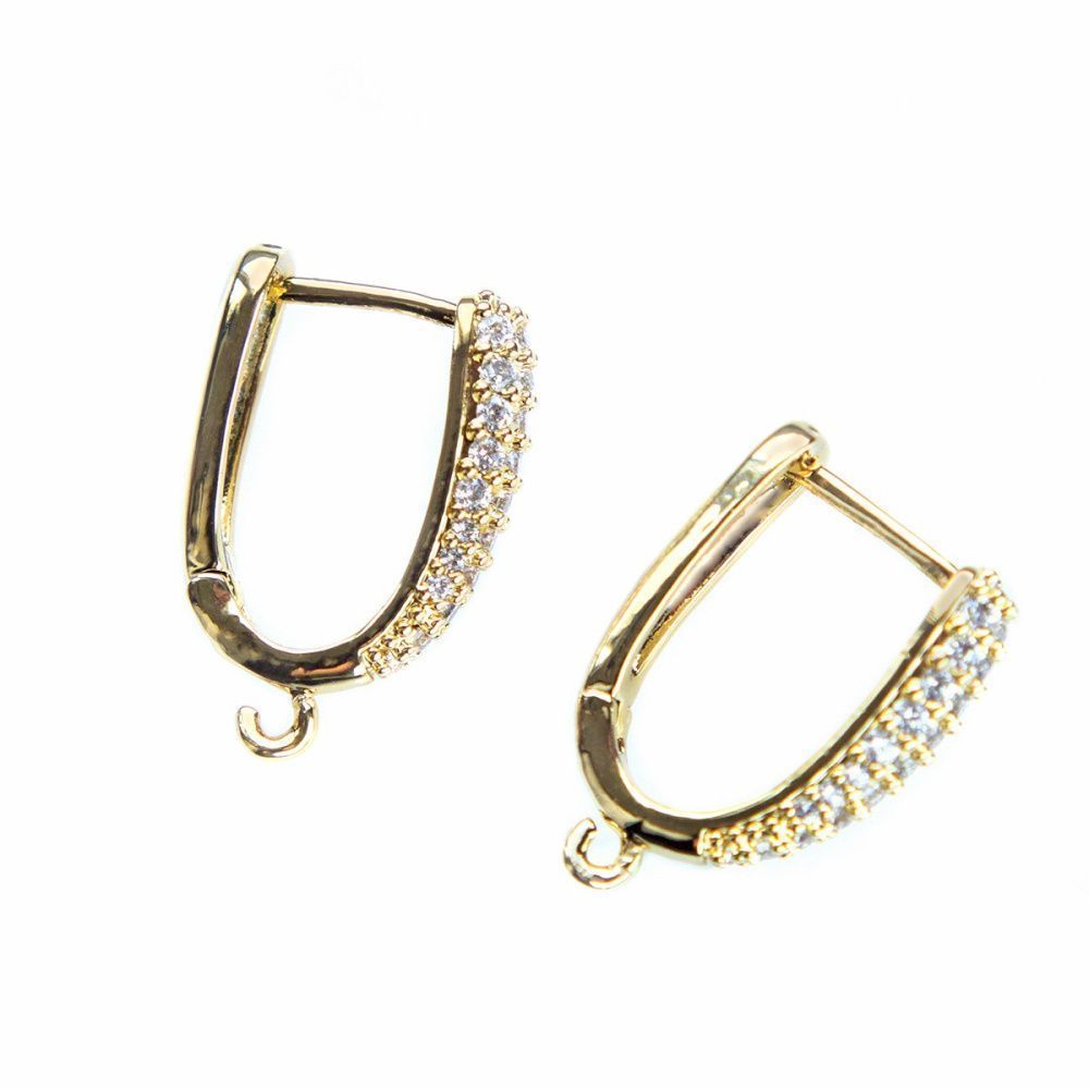 швензы "ноеми", с цирконием, позолоченные, 19.5x14x4.5 мм 