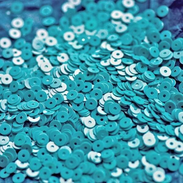 пайетки плоские, бирюзовый светлый, 4 мм