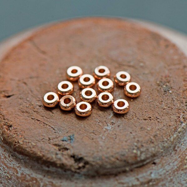 разделительная бусина "абакус", цвет розовое золото,  4x1.5 мм