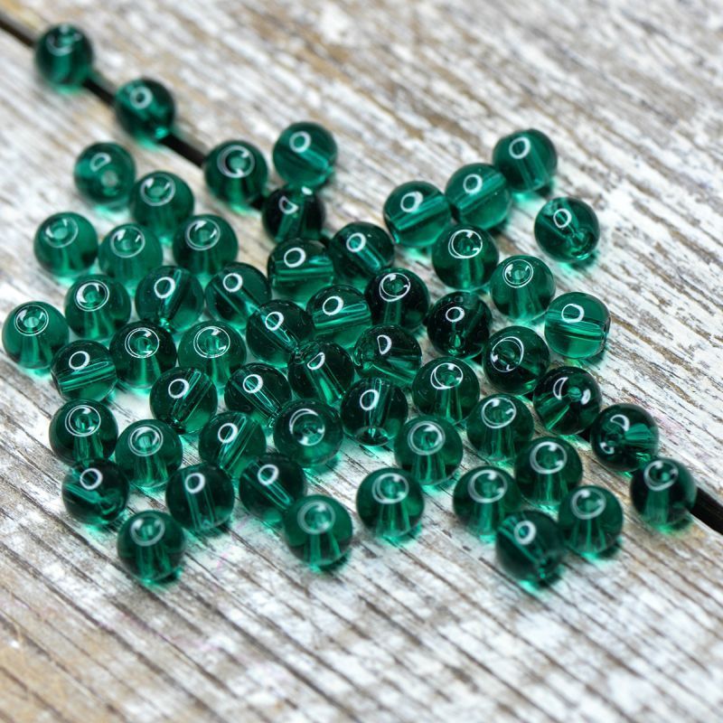 бусина, стекло 6, цвет морской волны, 6 мм