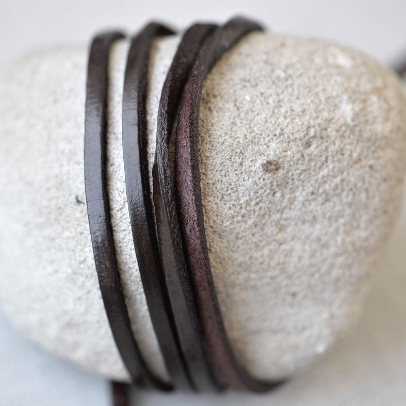 шнур кожаный, плоский, цвет кофе, 3х2 мм