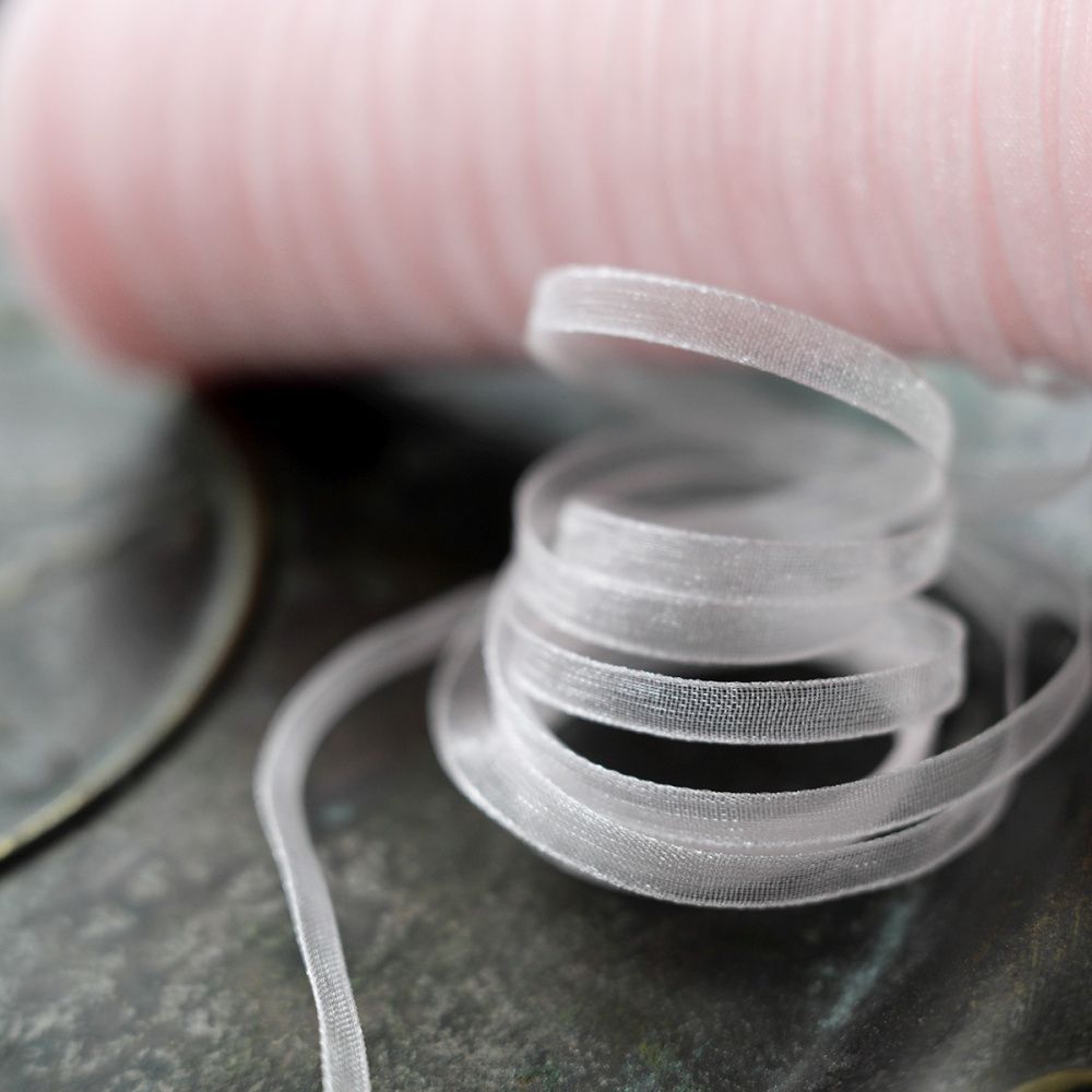 лента, органза, цвет светло-розовый, ширина 3 мм ленты