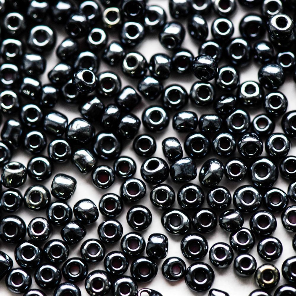 бисер "радуга", цвет черный люстровый, 12/0 (уп 7 г)