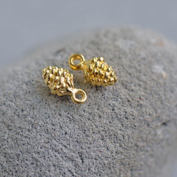 подвеска металлическая "шишка", цвет золото, 13x7x5.5 мм