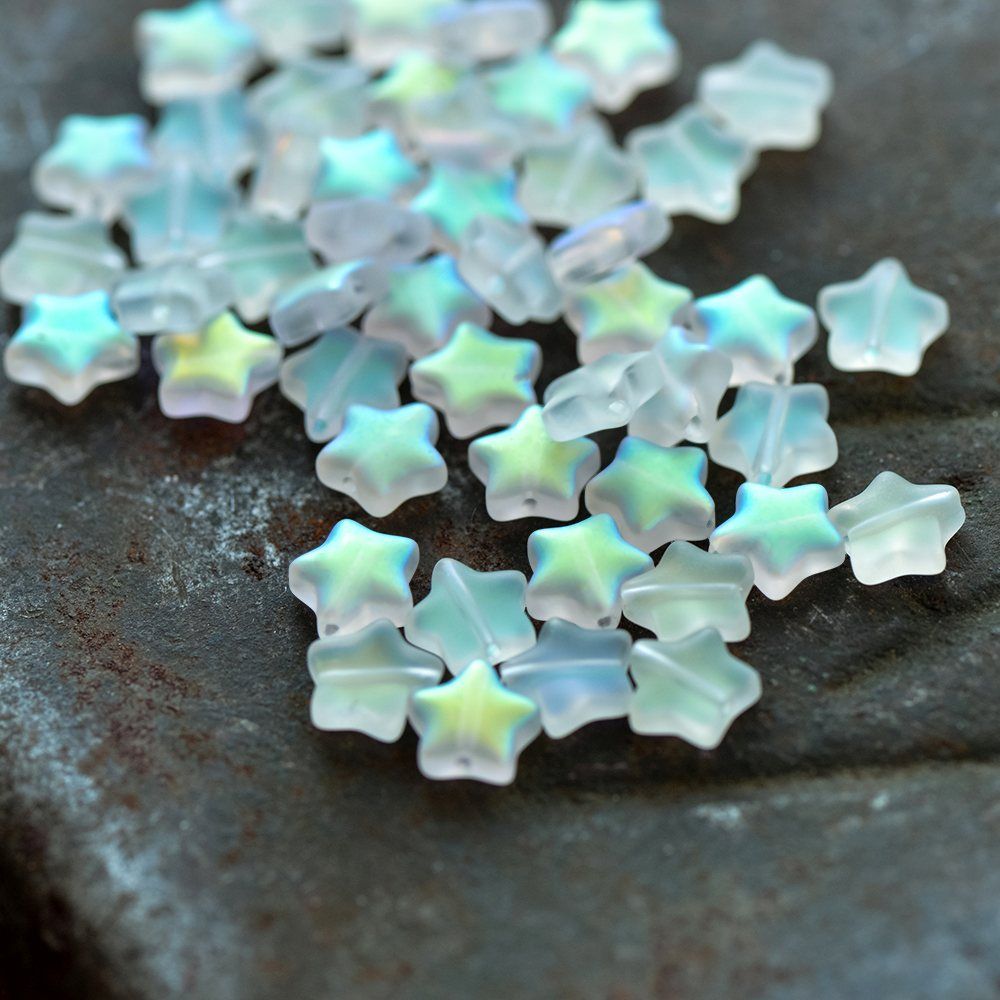 бусина "звездочка", стекло, цвет прозрачный ав матовый, 8x8.5x4 мм