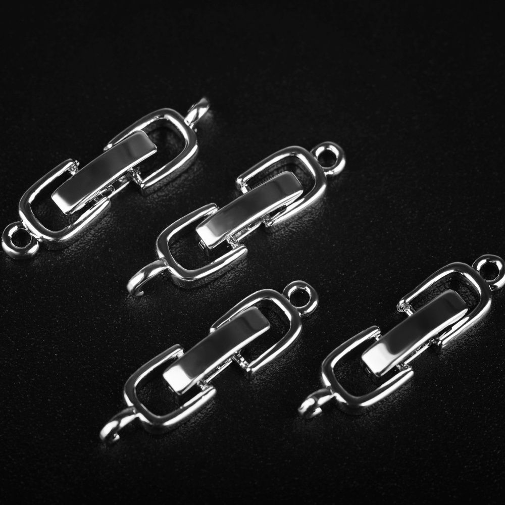 замок для украшений "стремя", покрытие платина, 22x6x4 мм