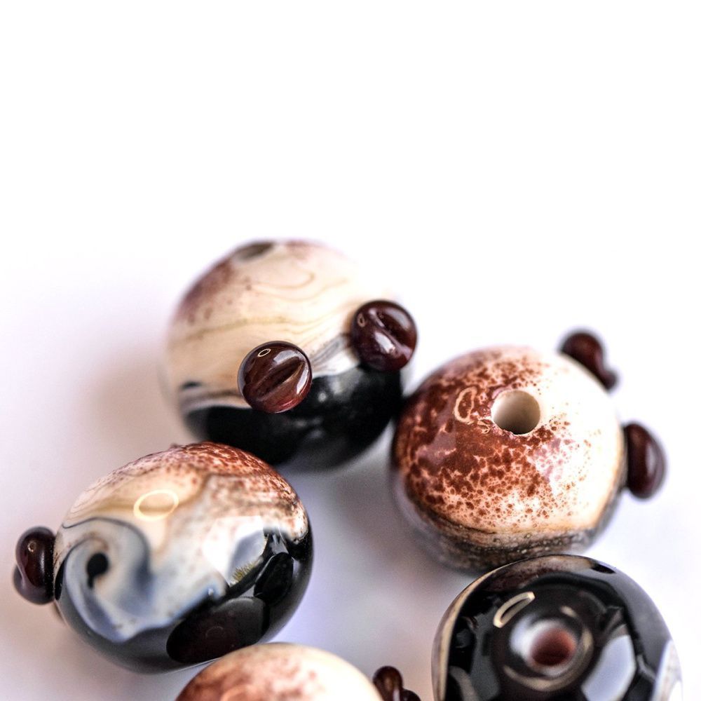 бусина, мурано "тирамису", круглая,14-15 мм