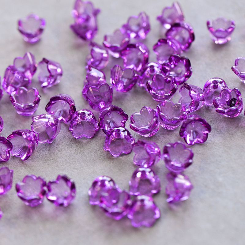 бусина, акрил "ландыш", цвет сиреневый прозрачный, 10х6 мм