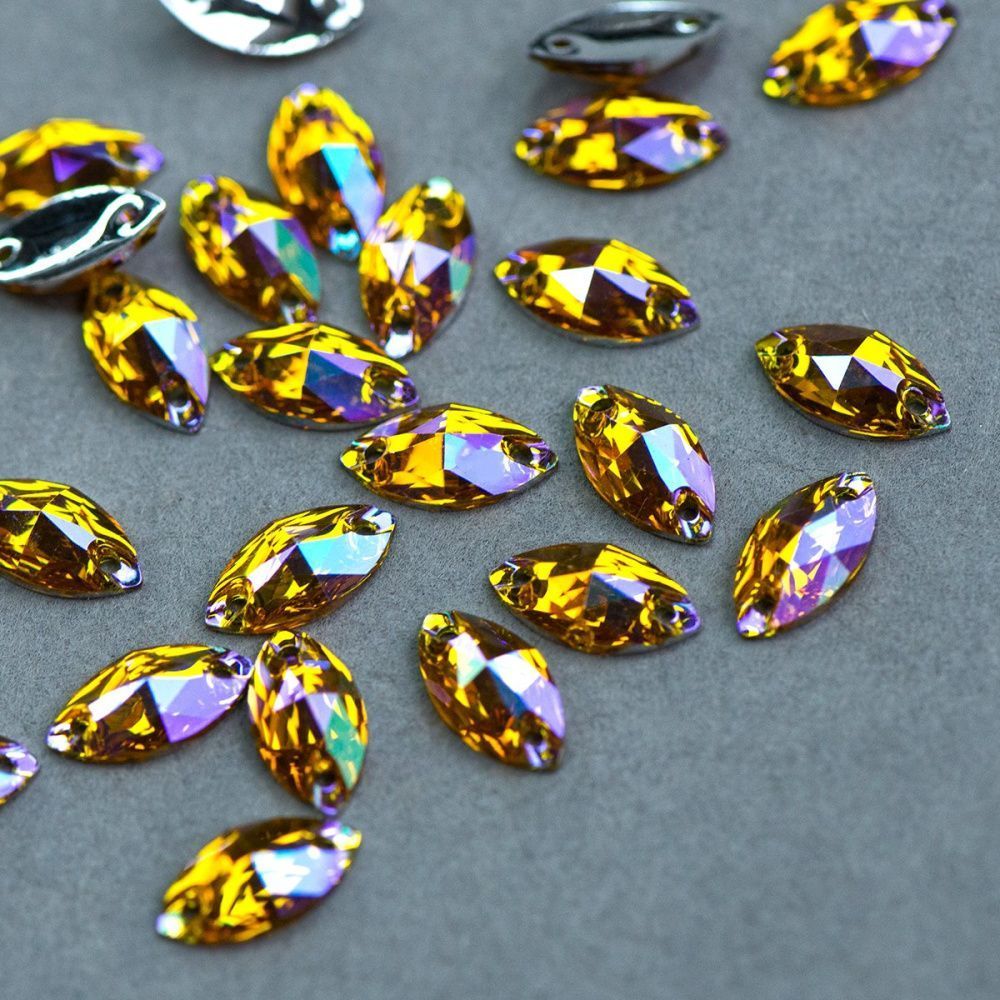 стразы пришивные navette, смола, топаз ав, 6х12 мм