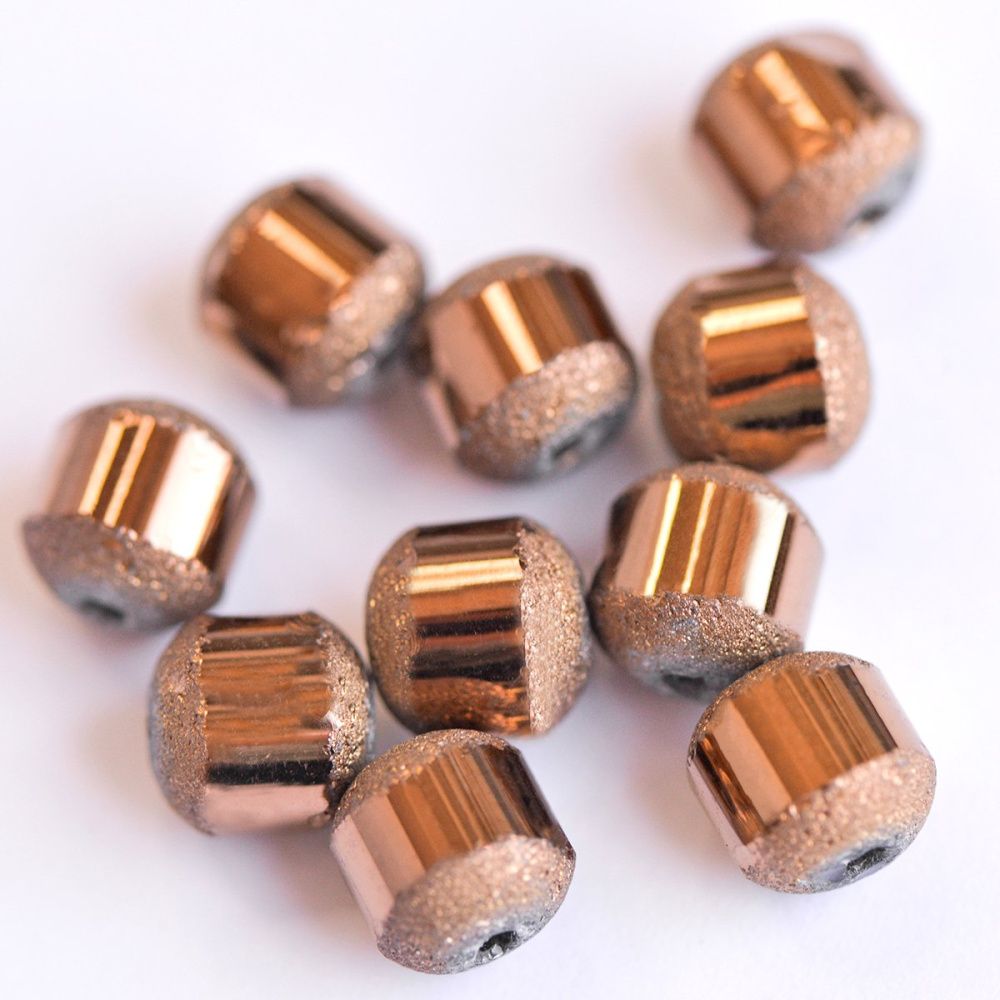 бусина, стекло 8, цвет медный металлик, 8 мм