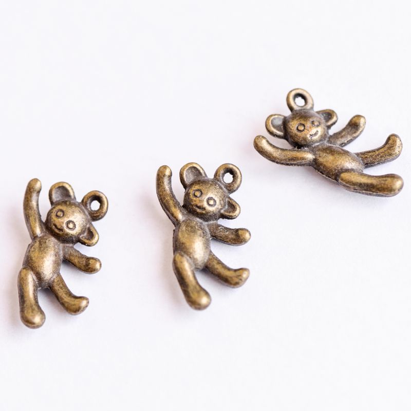 подвеска металлическая "мишутка", цвет античная бронза, 19x11x4.5 мм