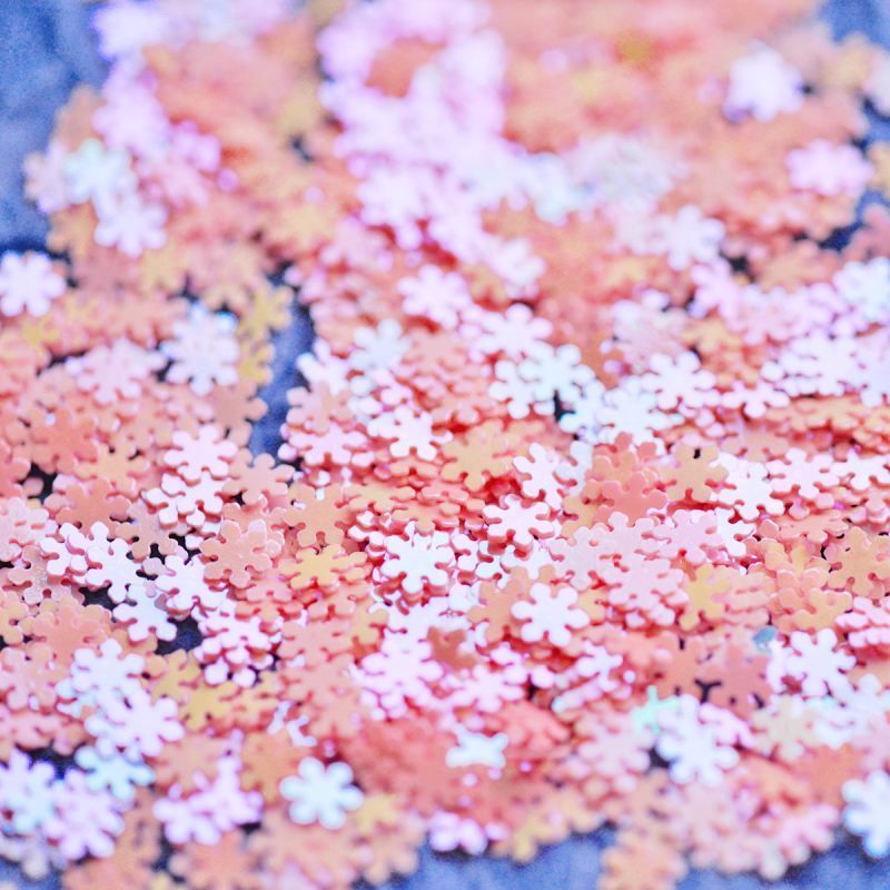 пайетки-снежинки, розовый радужный ав, 5 мм (уп 5 гр)