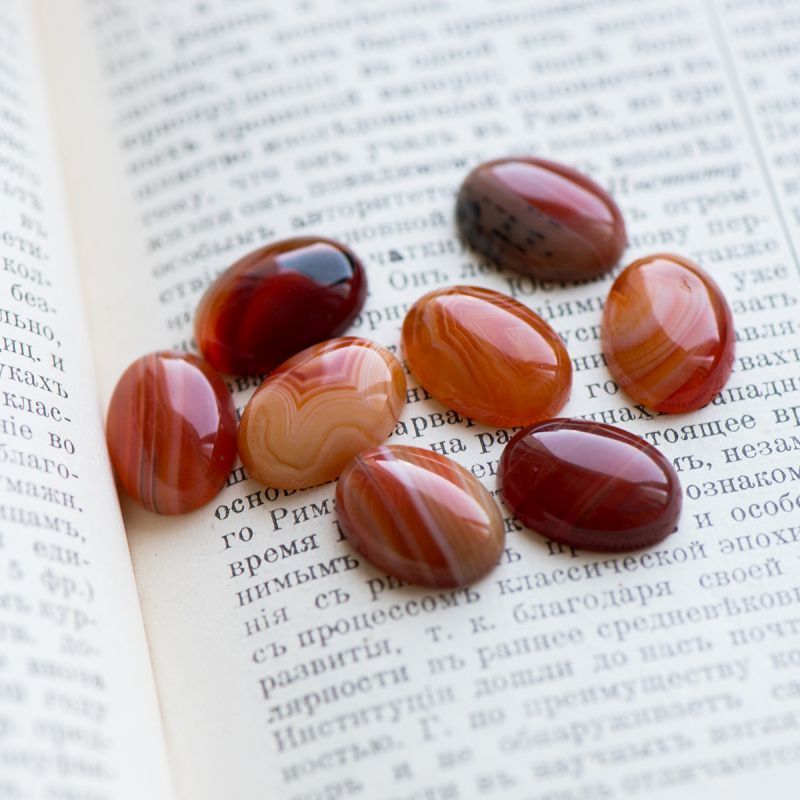кабошон агат овальный, цвет терракотовый, 18x13x7.5 мм
