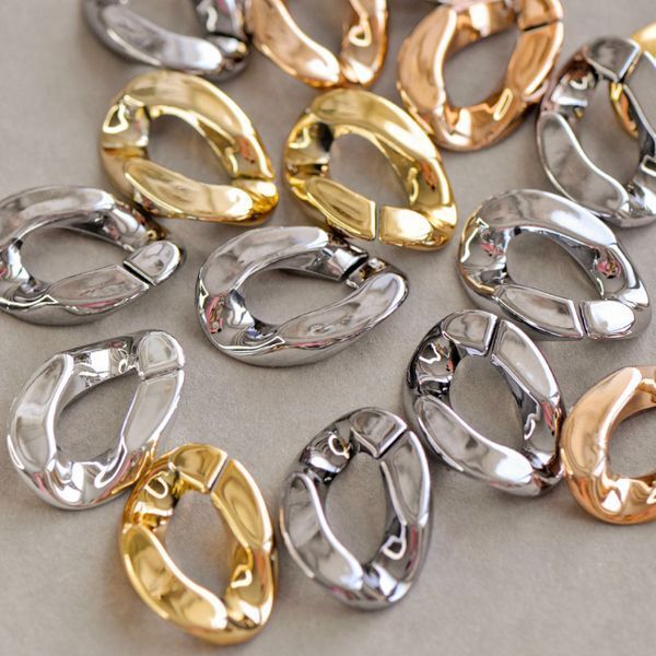 подвеска акриловая "звено №5", цветовой микс металлик, 30x21x6 мм