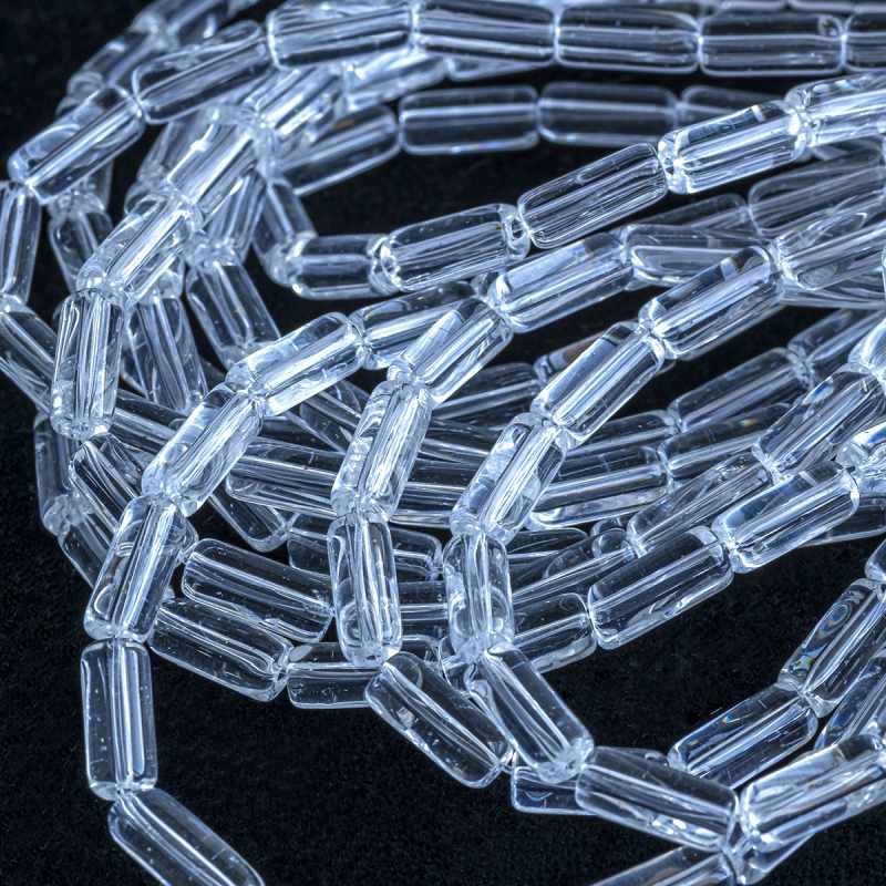 бусина, стекло, "трубочка", цвет прозрачный, 9х4 мм