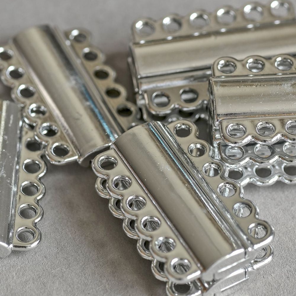 Замочки застежка магнитная "пенал", цвет платина, 34x21x6 мм