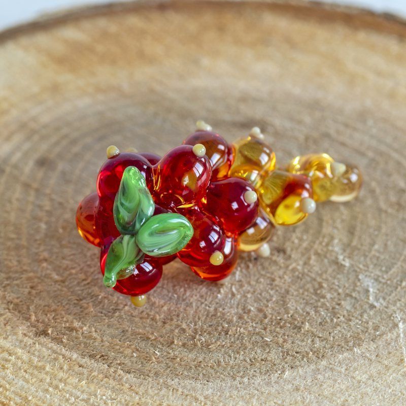 бусина, мурано "смородина", красный 