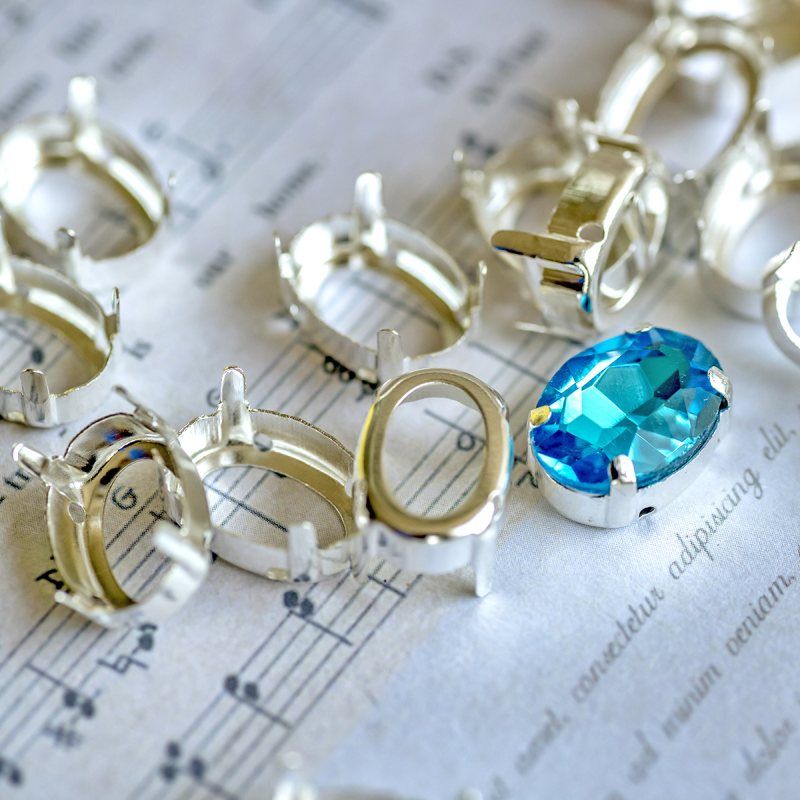 цапы для стразов овальные, открытые, серебро, 14х10 мм