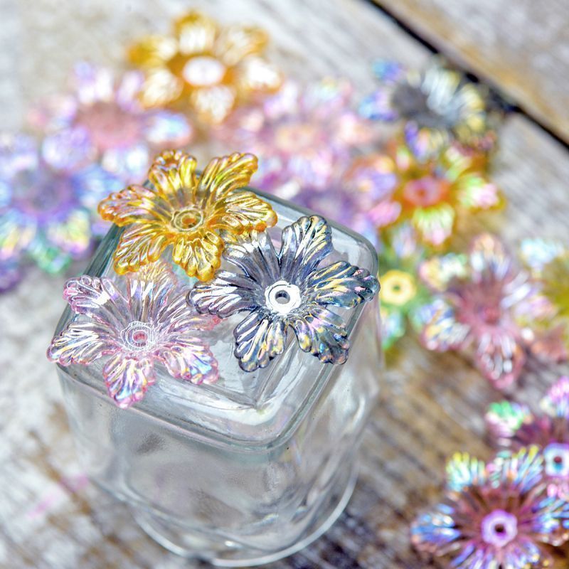 бусина, акрил "лилейник", цветовой микс радужный, 28x25x5 мм