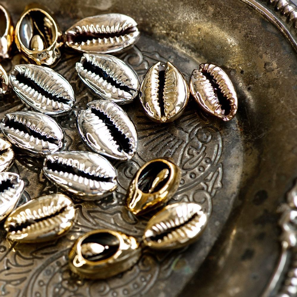 подвеска металлизированная "каури", цветовой микс, размерный микс