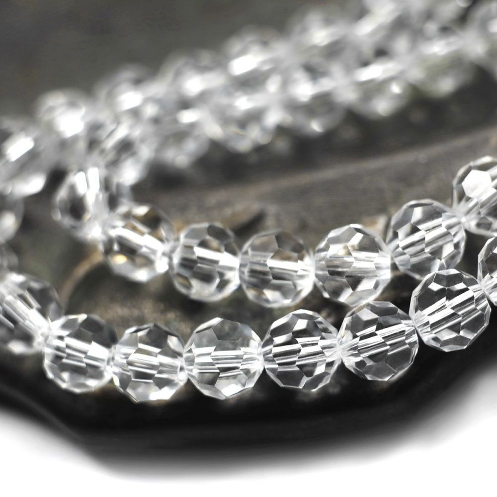 бусина, стекло 8, граненая, цвет прозрачный, 8 мм
