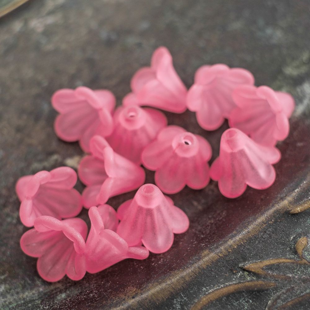 бусина, акрил "колокольчик", матовая, цвет розовый, 14x10 мм