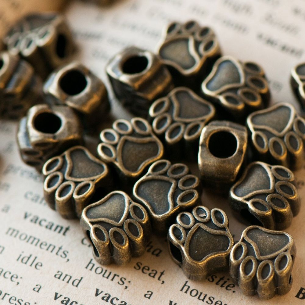 ес бусина металл "лапа", цвет античная бронза, 11х11х8 мм