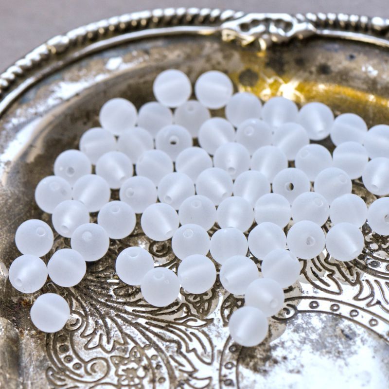 бусина, акрил 8, матовая, цвет белый, 8 мм