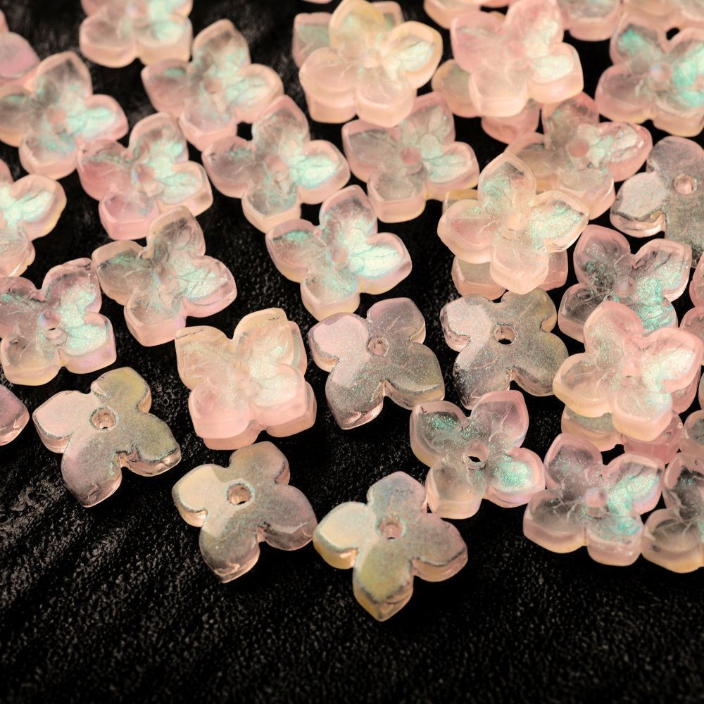 бусина "вероника", стекло, цвет светло-персиковый, 10x10x3.5 мм