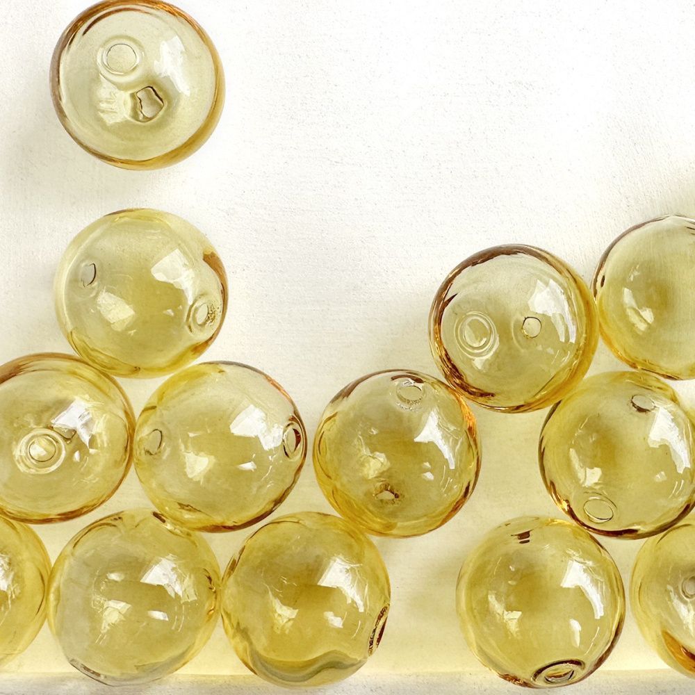 бусина, лэмпворк "шар", бледно-желтый, 16 мм