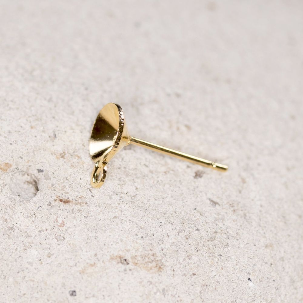 пуссеты "раунд", место для стразов, золото, 14х0.8