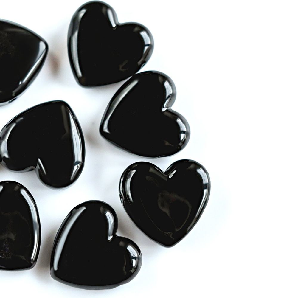 бусина, лэмпворк "сердце", стекло, цвет черный, 20x20x7 мм
