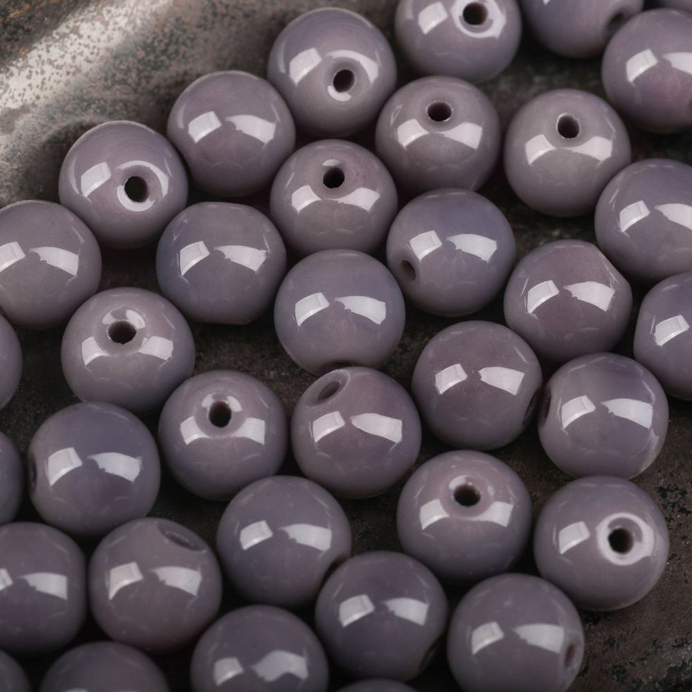 бусина, стекло 10, цвет сиреневый, 10 мм