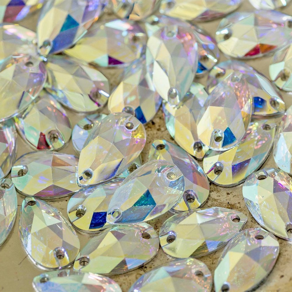 стразы пришивные teadrop, смола, бензиновые, 10.5х18 мм