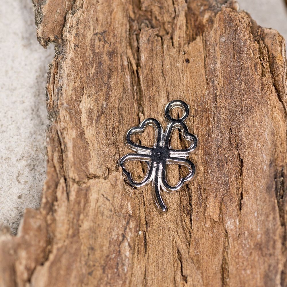 подвеска металлическая "клевер", цвет платина, 17x11x1.5 мм