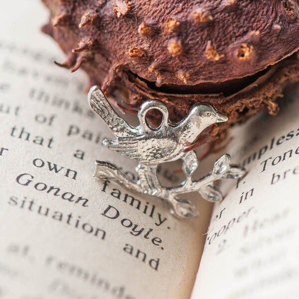 подвеска металлическая "пичуга", цвет платина, 17х14х2 мм