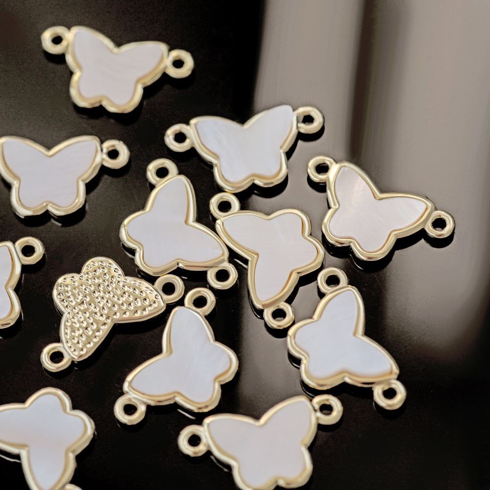 коннектор "бабочка", ракушка/позолота, 10x18x2.5 мм