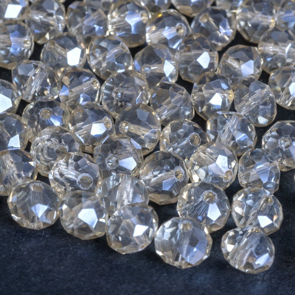 бусина, стекло абакус 8, граненая, цвет шампанского, 8х6 мм