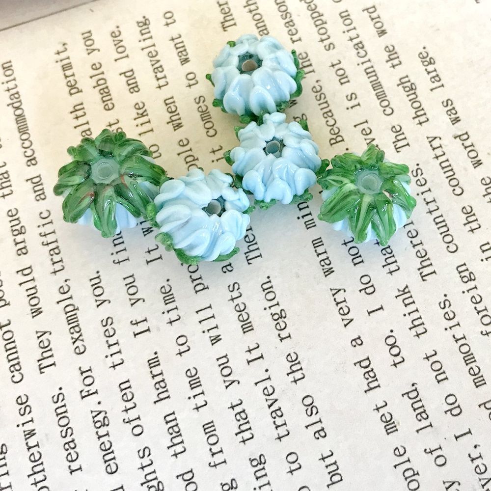 бусина, мурано "клевер", голубой, 22х15 мм