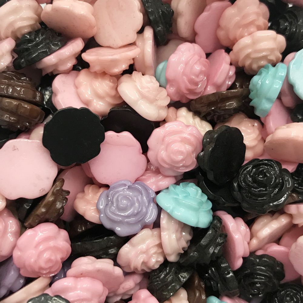 кабошон акриловый "розочка", цветовой микс, 10 мм