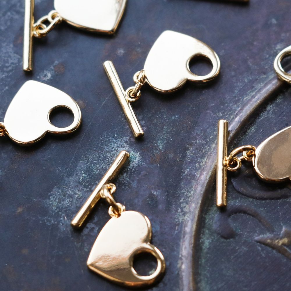 застежка-тоггл "харт", позолота, 12x15x1.5 мм