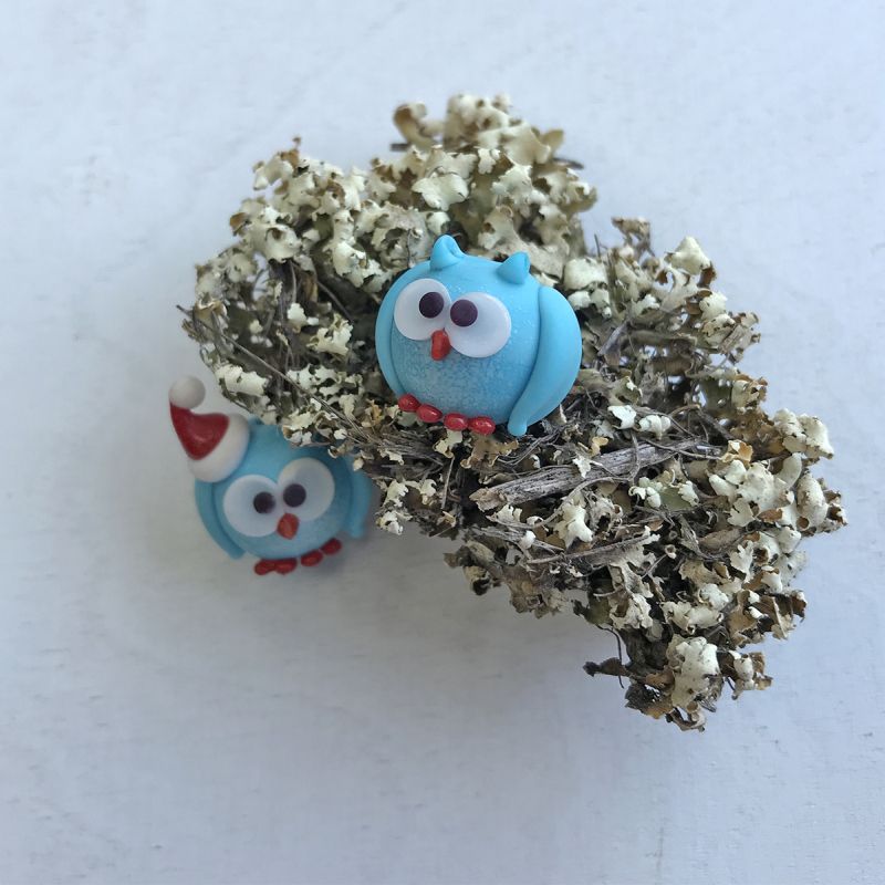 бусина, мурано "совенок голубой", 15х17 мм, матовая