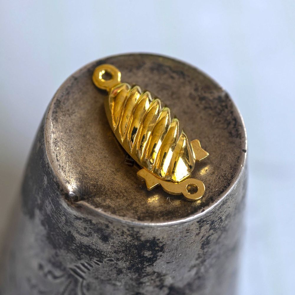 замочек-боб для жемчуга, цвет золото, 22x9x5 мм