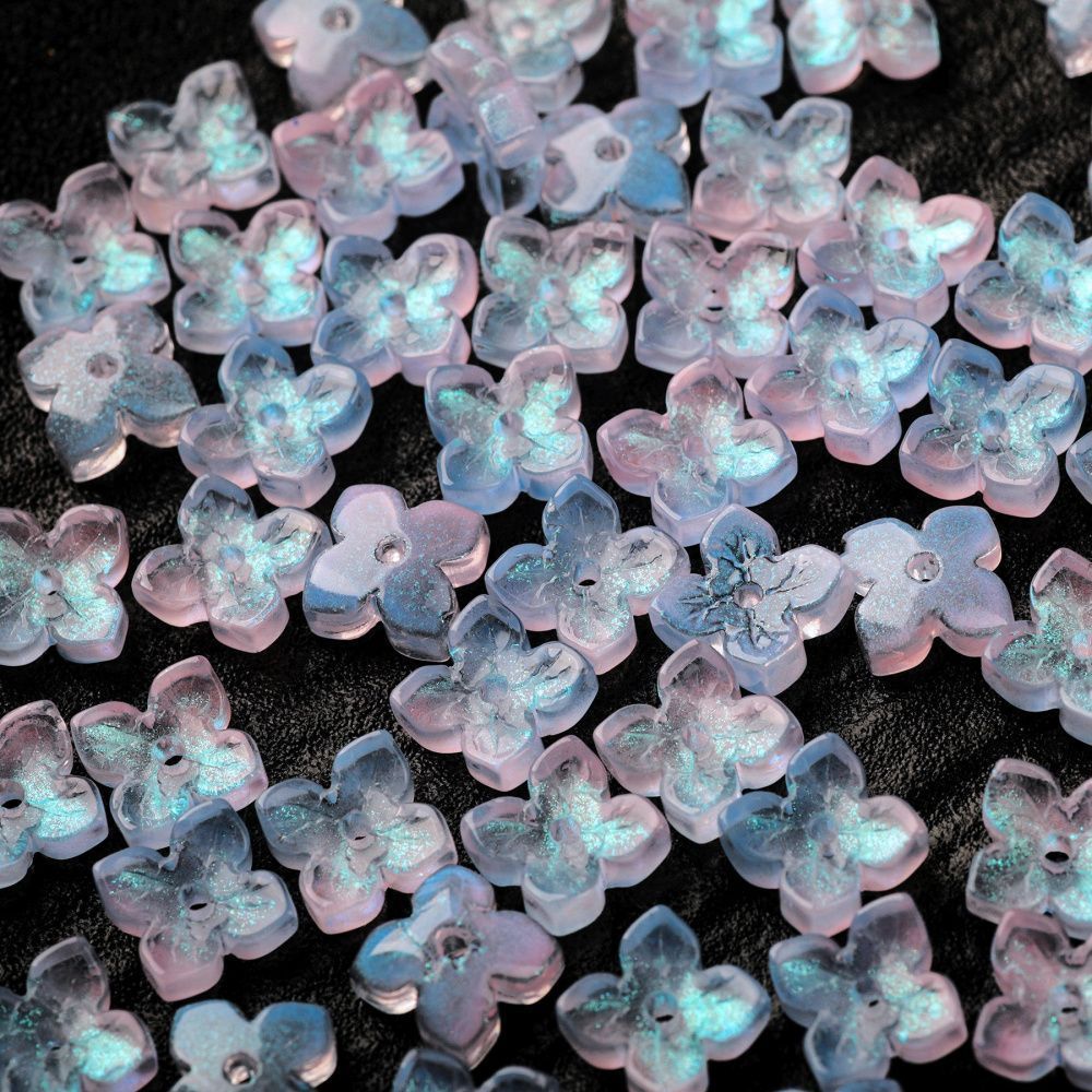 бусина "вероника", стекло, цвет св.голубой, 10x10x3.5 мм