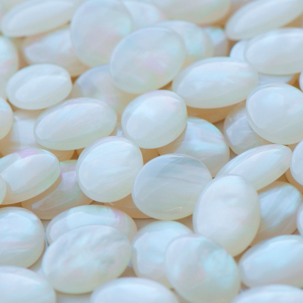 кабошон из смолы, имитация ракушки, цвет белый перламутр, 20х15 мм