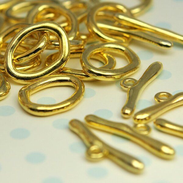 Замочки тоггл "обруч", цвет золото, 16x21 мм