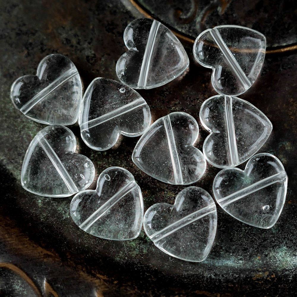 бусина, лэмпворк "сердце", стекло, цвет прозрачный, 20x20x7 мм